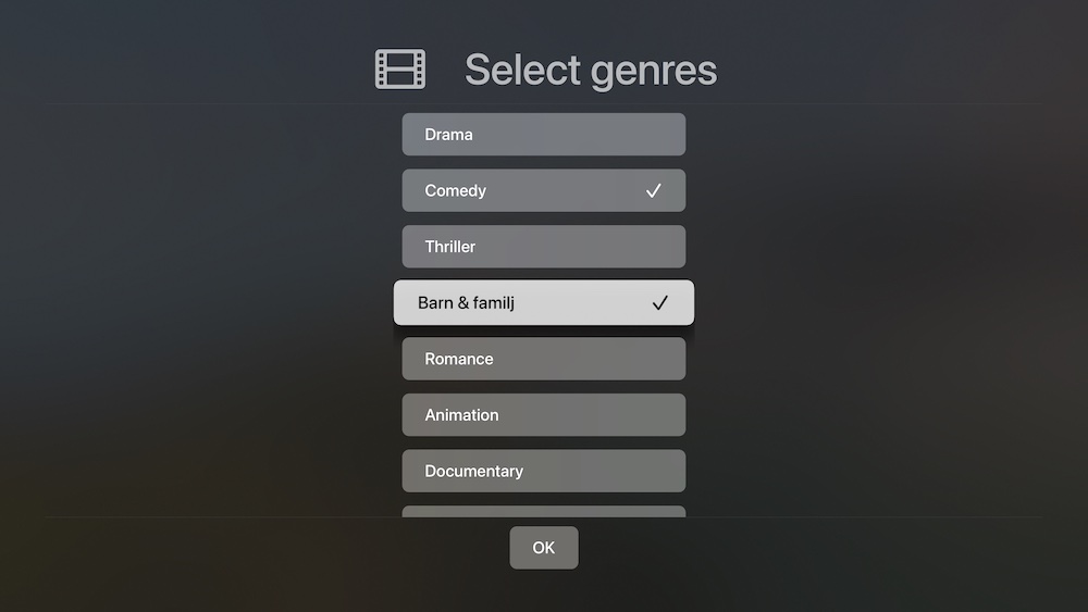 A screenshot of an All Movies filter screen
