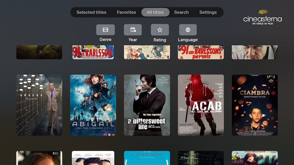 A screenshot of the All Movies screen