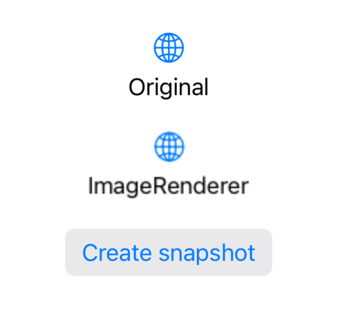 A screenshot that shows an original SwiftUI view and a low-resolution snapshot