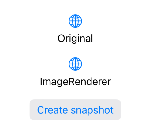 A screenshot that shows an original SwiftUI view and a snapshot generated by our backported image renderer
