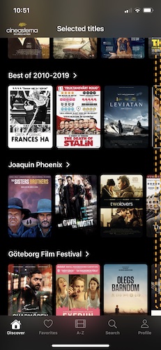 A screenshot of movie covers