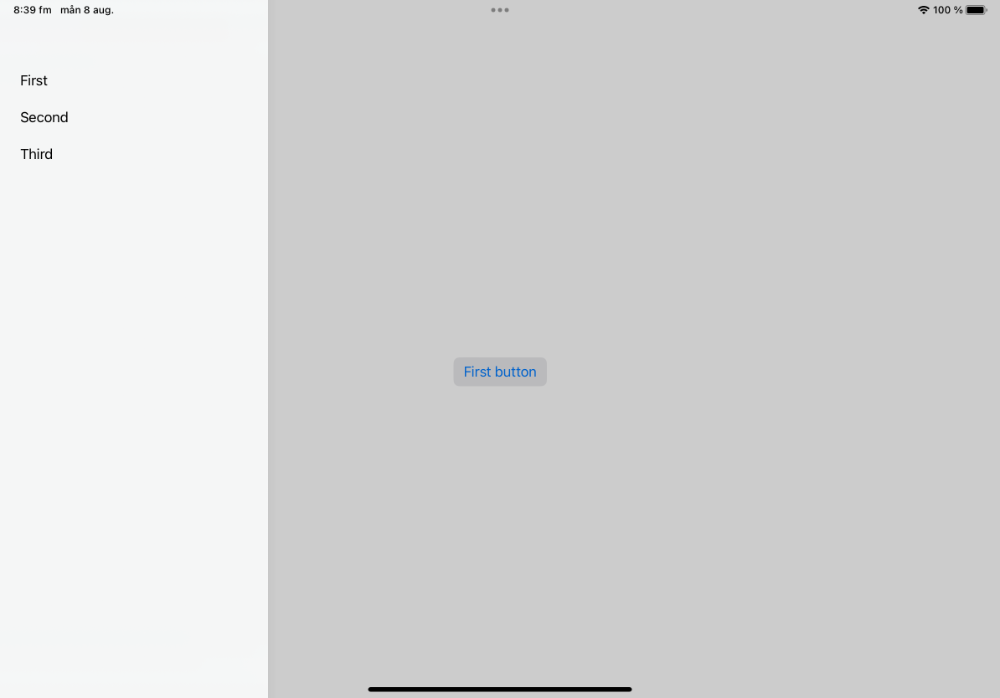 A screenshot of an iPad that shows a sidebar without a toggle button