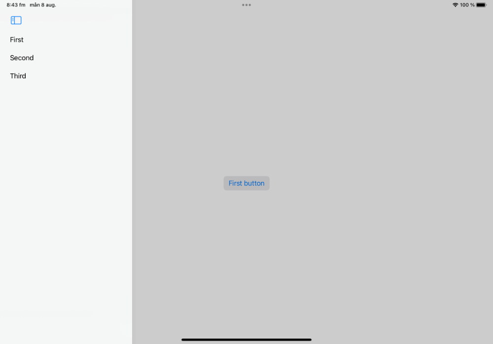 A screenshot of an iPad that shows a sidebar with a toggle button