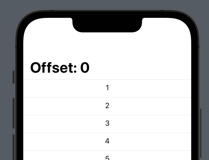 A screenshot of an app where offset is zero