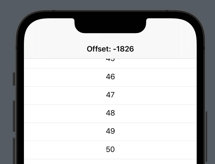 A screenshot of an app where scroll offset is not zero