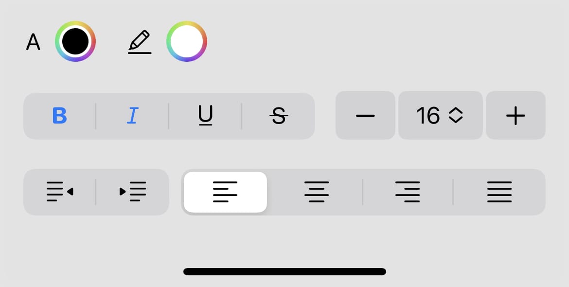 Toolbar with a segmented style toggle group