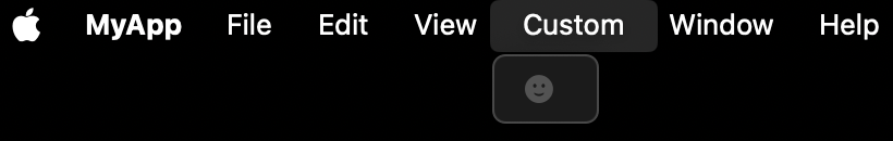 A custom macOS main menu with a smiley