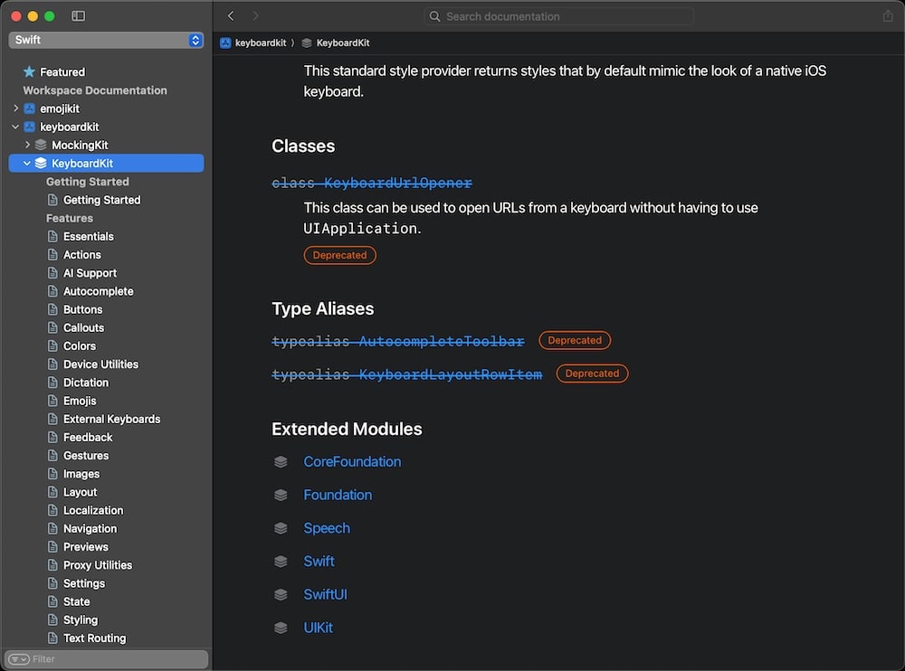 DocC links to extended frameworks