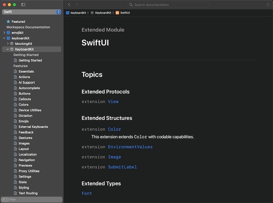 DocC links to extended types