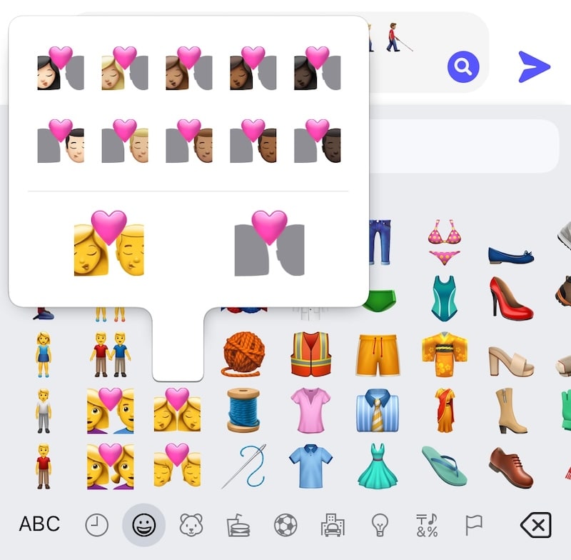 Multi-component emojis with a skin tone popover