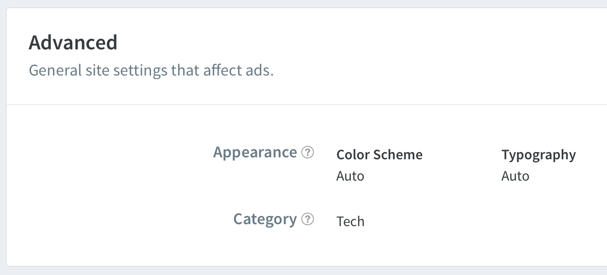 Disqus ad settings screenshot