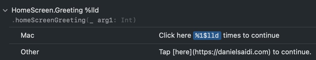 Strings with parameters