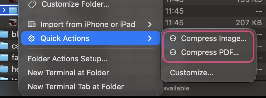 Screenshot of Finder context menu